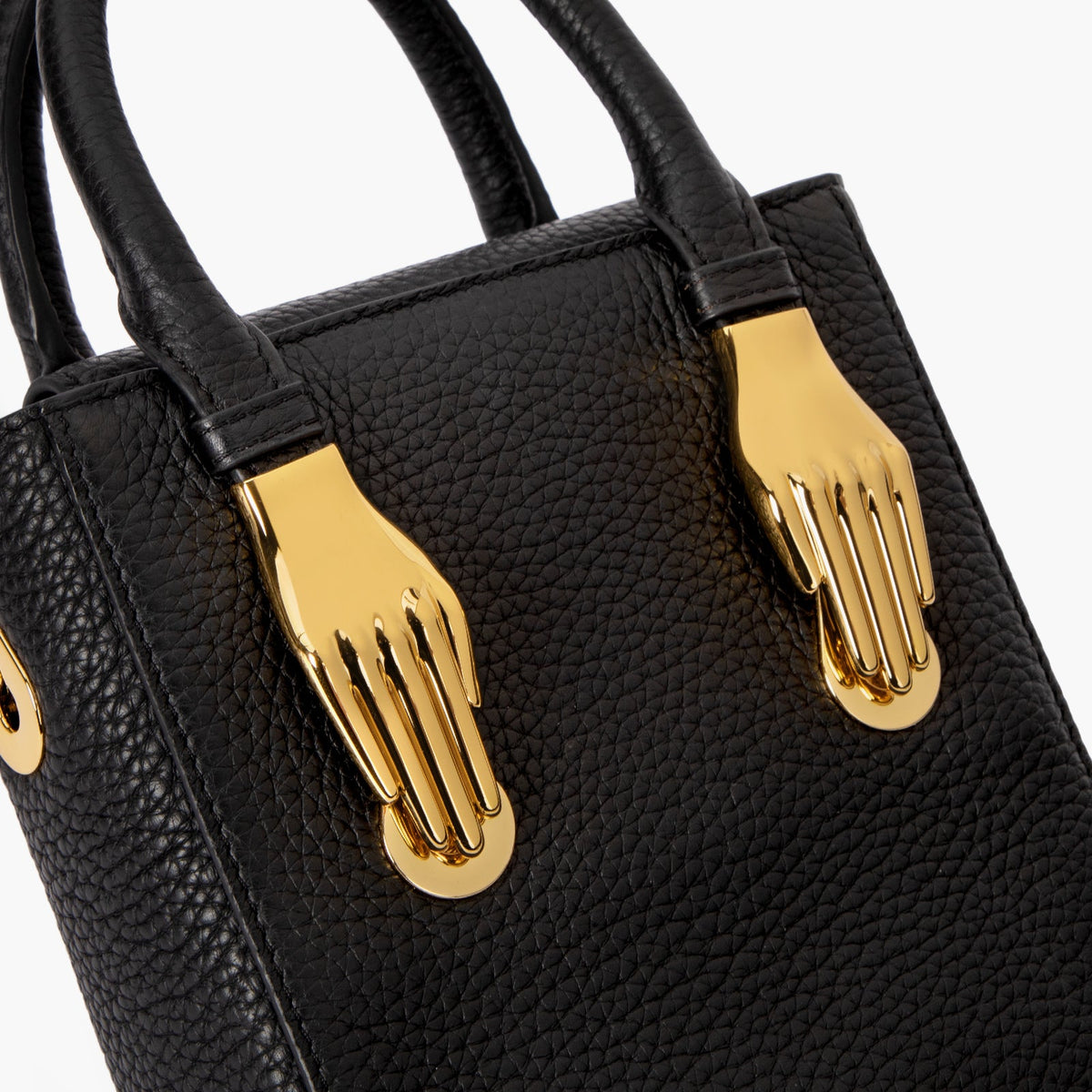 Black Semi-structured Pebble Leather Handbag