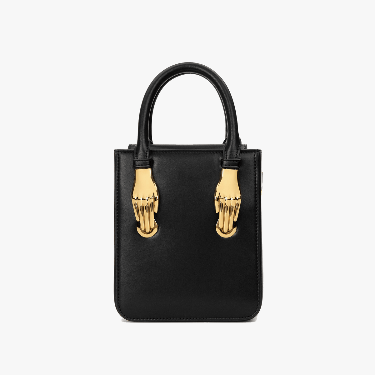 Black Vegan Smooth Microfiber Leather Handbag