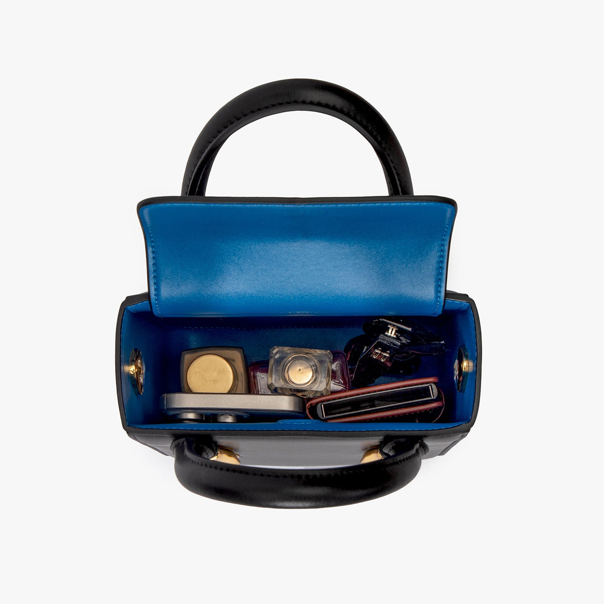 Black Vegan Smooth Microfiber Leather Handbag