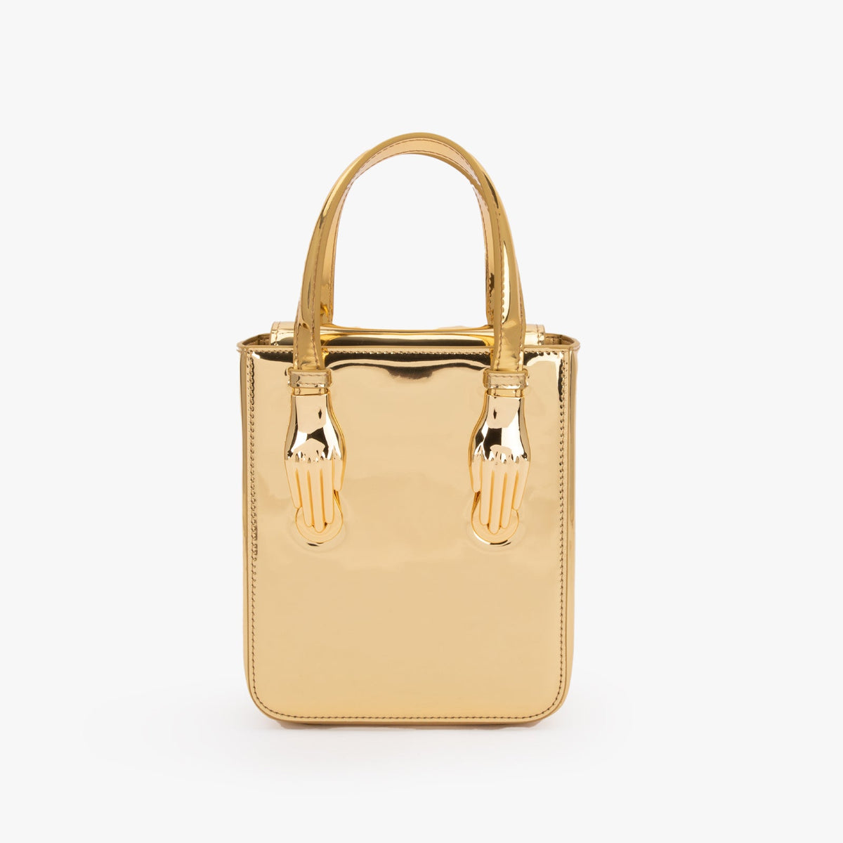 Gold Mirror-finish microfiber Leather Vegan Bag