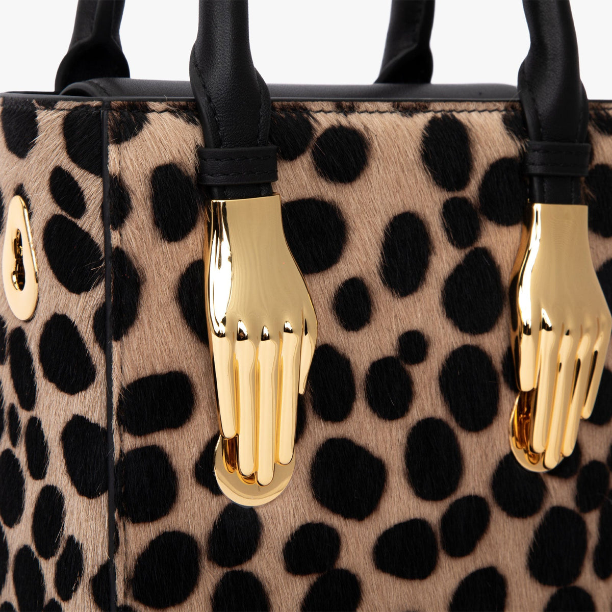 Black Dot Ponyhair Leather Bag