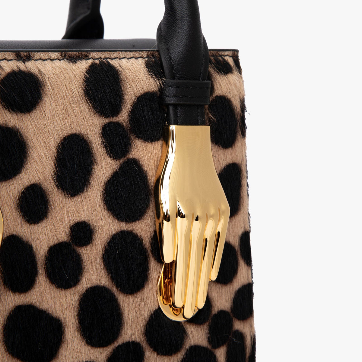 Black Dot Ponyhair Leather Bag