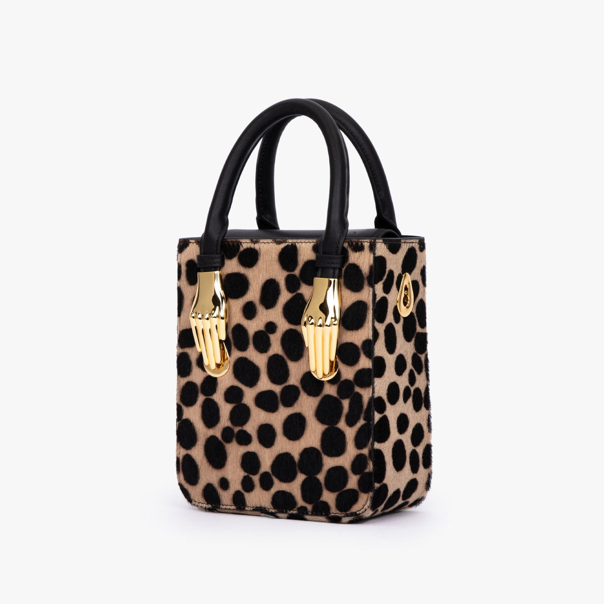 Black Dot Ponyhair Leather Bag