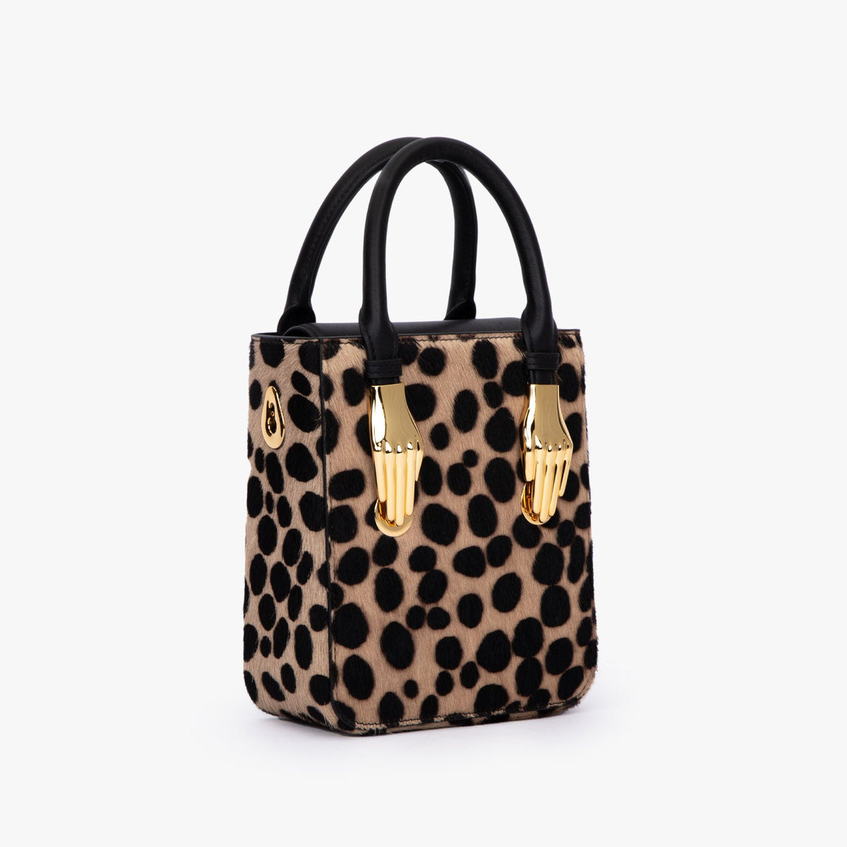 Black Dot Ponyhair Leather Bag