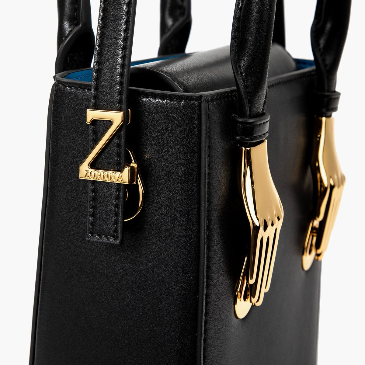 Black Vegan Smooth Microfiber Leather Handbag