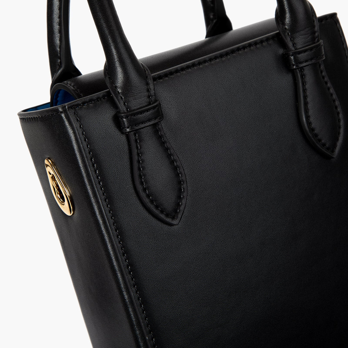 Black Vegan Smooth Microfiber Leather Handbag