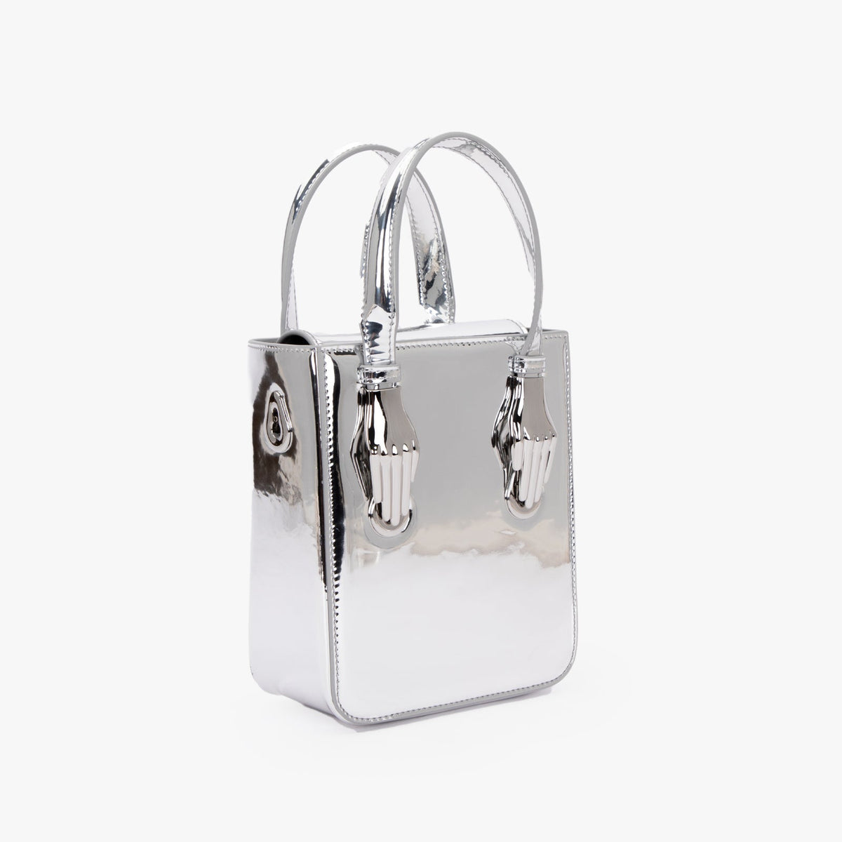 Sac Vegan en Cuir Microfibre Finition Miroir Argenté