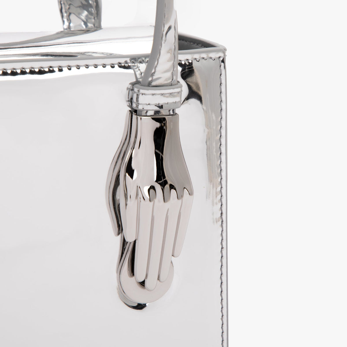 Sac Vegan en Cuir Microfibre Finition Miroir Argenté