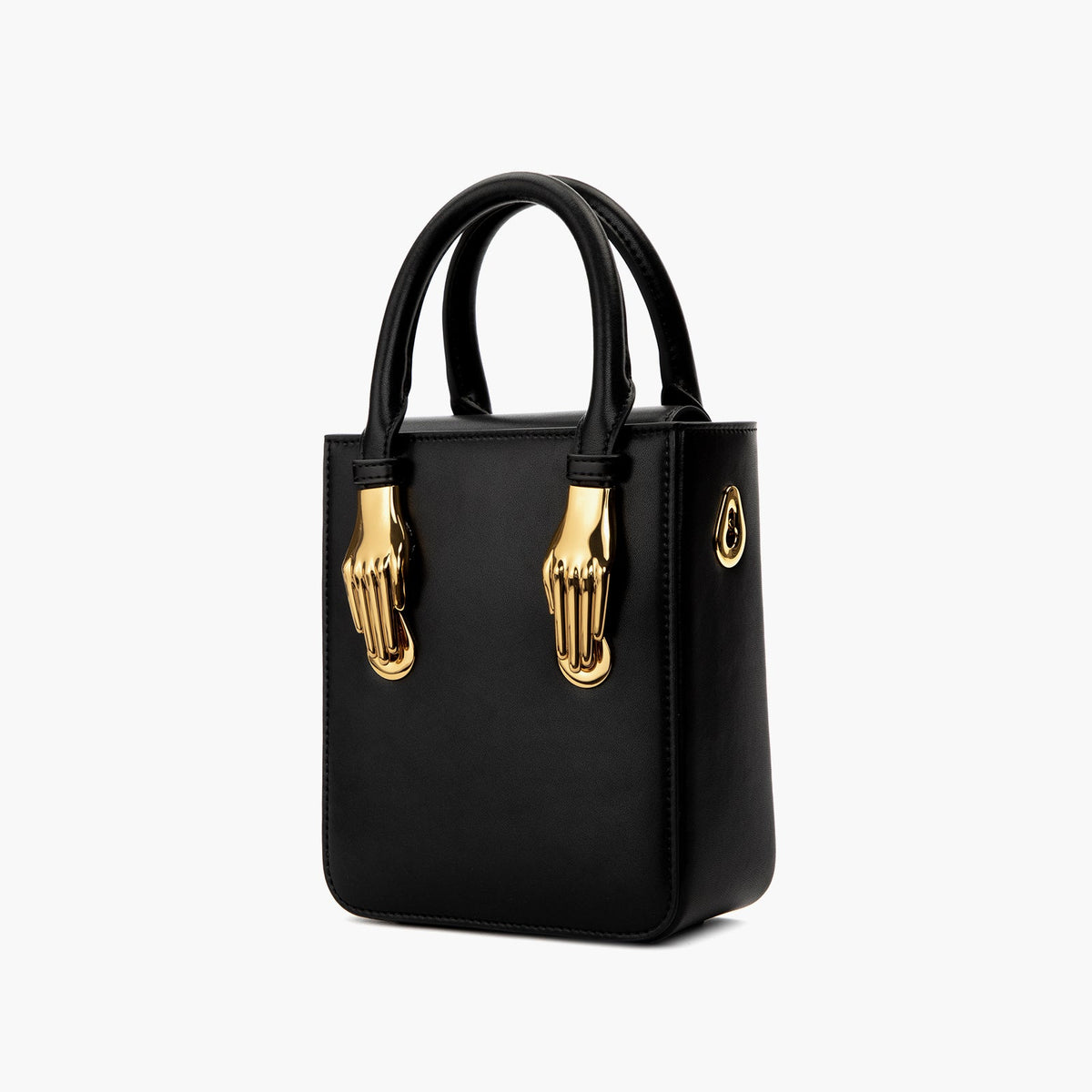 Black Vegan Smooth Microfiber Leather Handbag