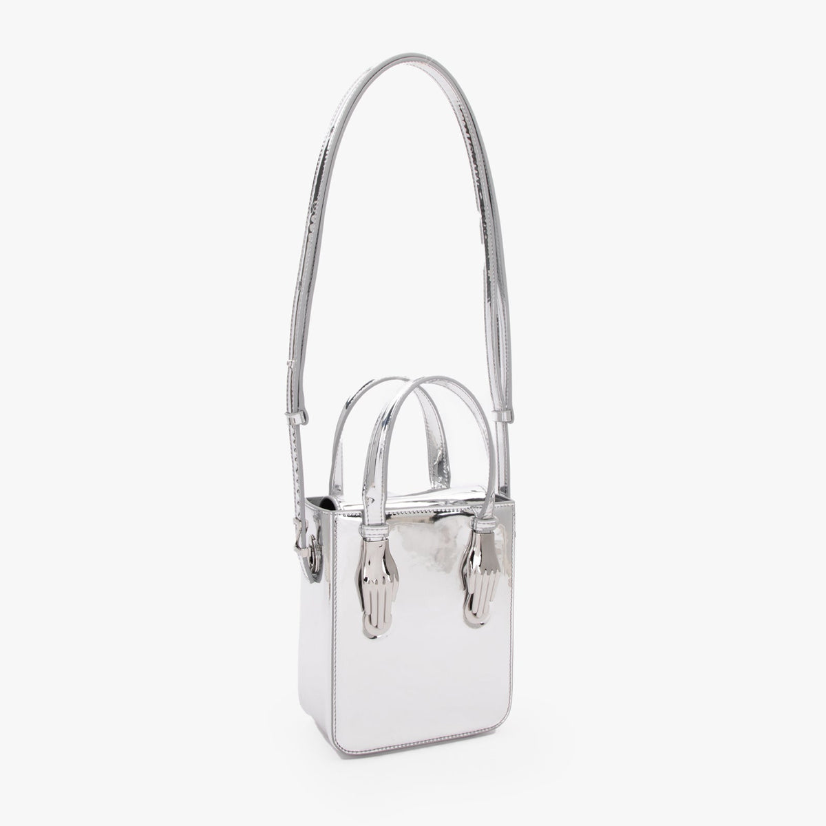 Sac Vegan en Cuir Microfibre Finition Miroir Argenté