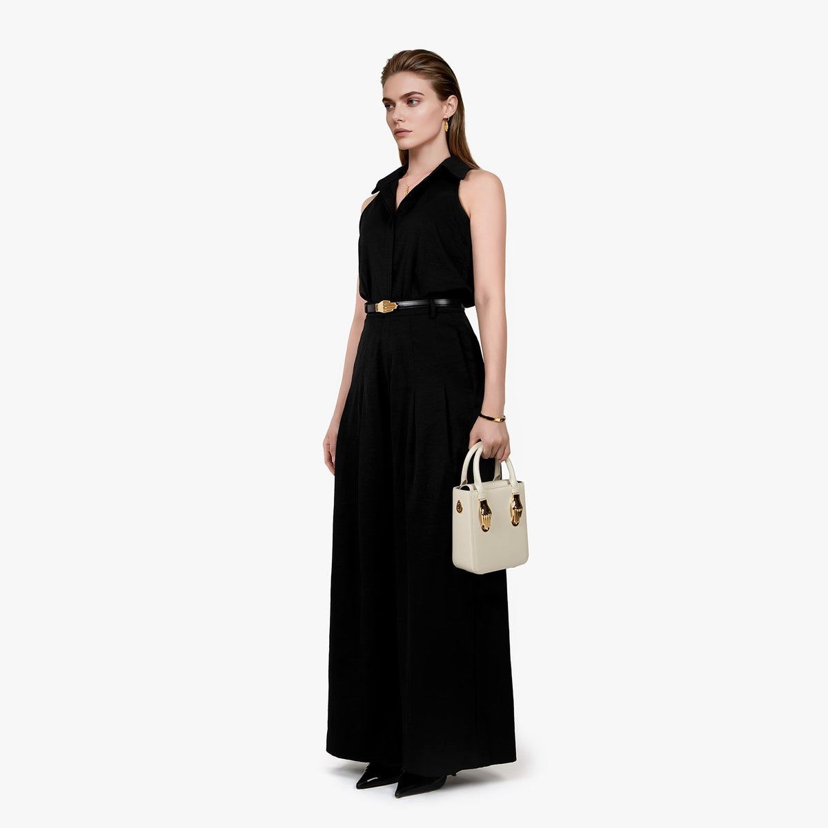 Ivory Box Leather Women's Tote Handbag
