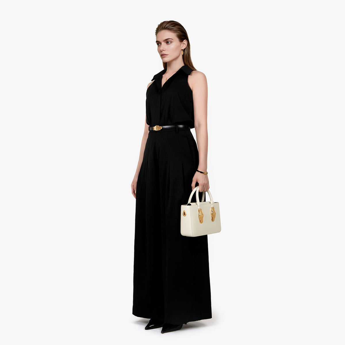 Ivory Box Leather Zornna Brand Tote