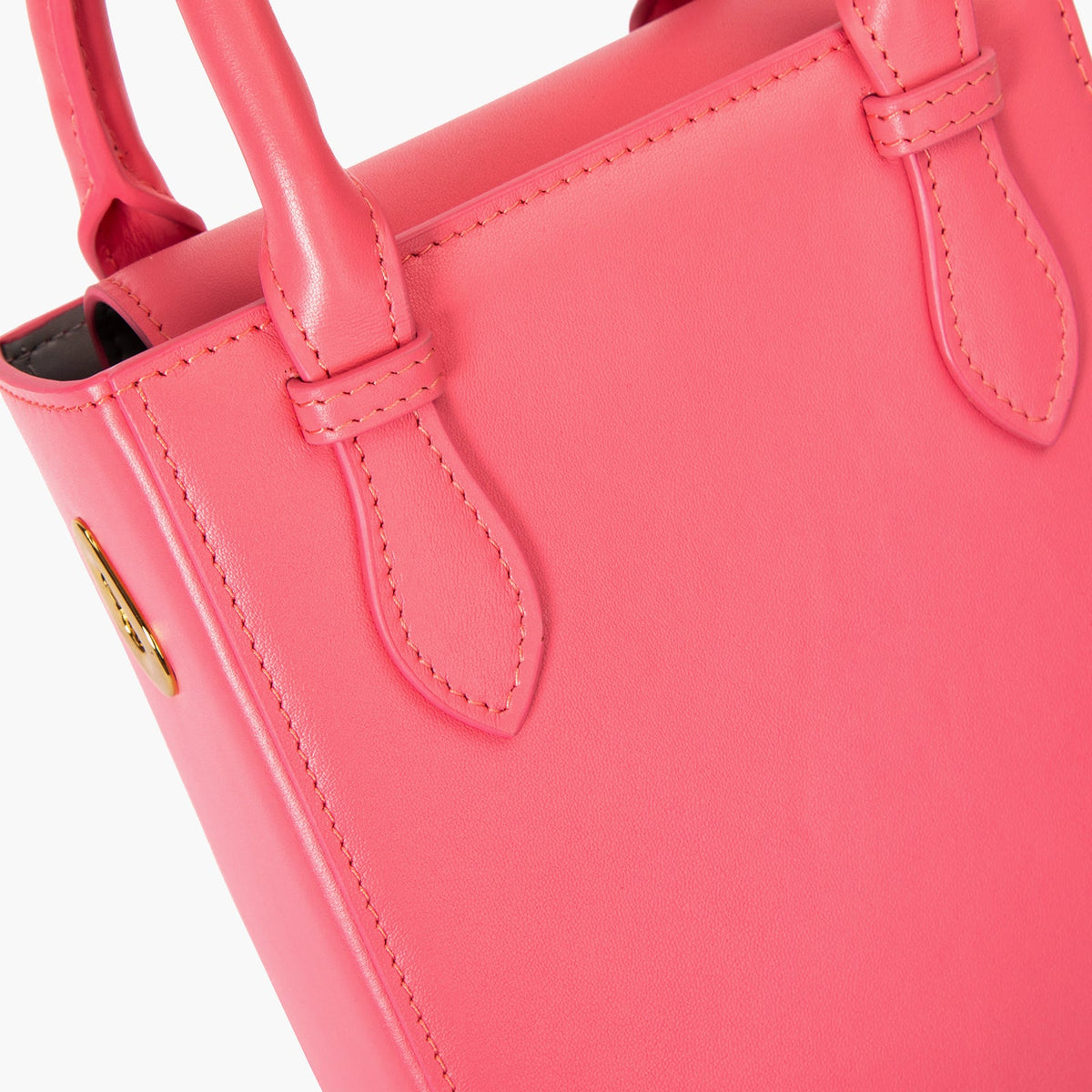 Cabas en cuir lisse rose vif