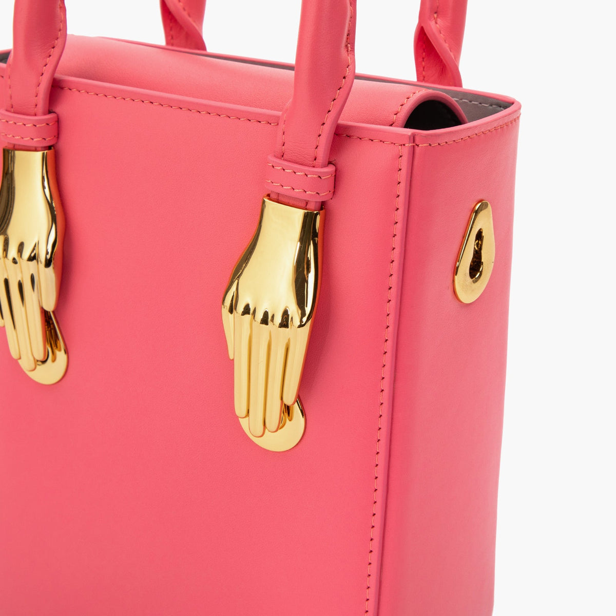 Cabas en cuir lisse rose vif