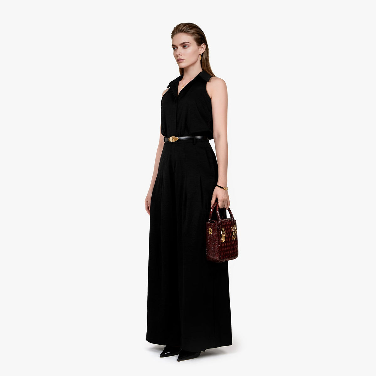 Claret Crocodile Embossed Tote