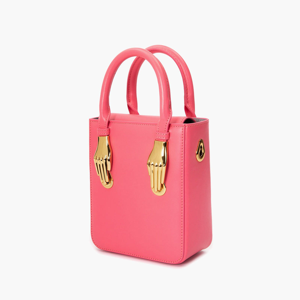 Cabas en cuir lisse rose vif