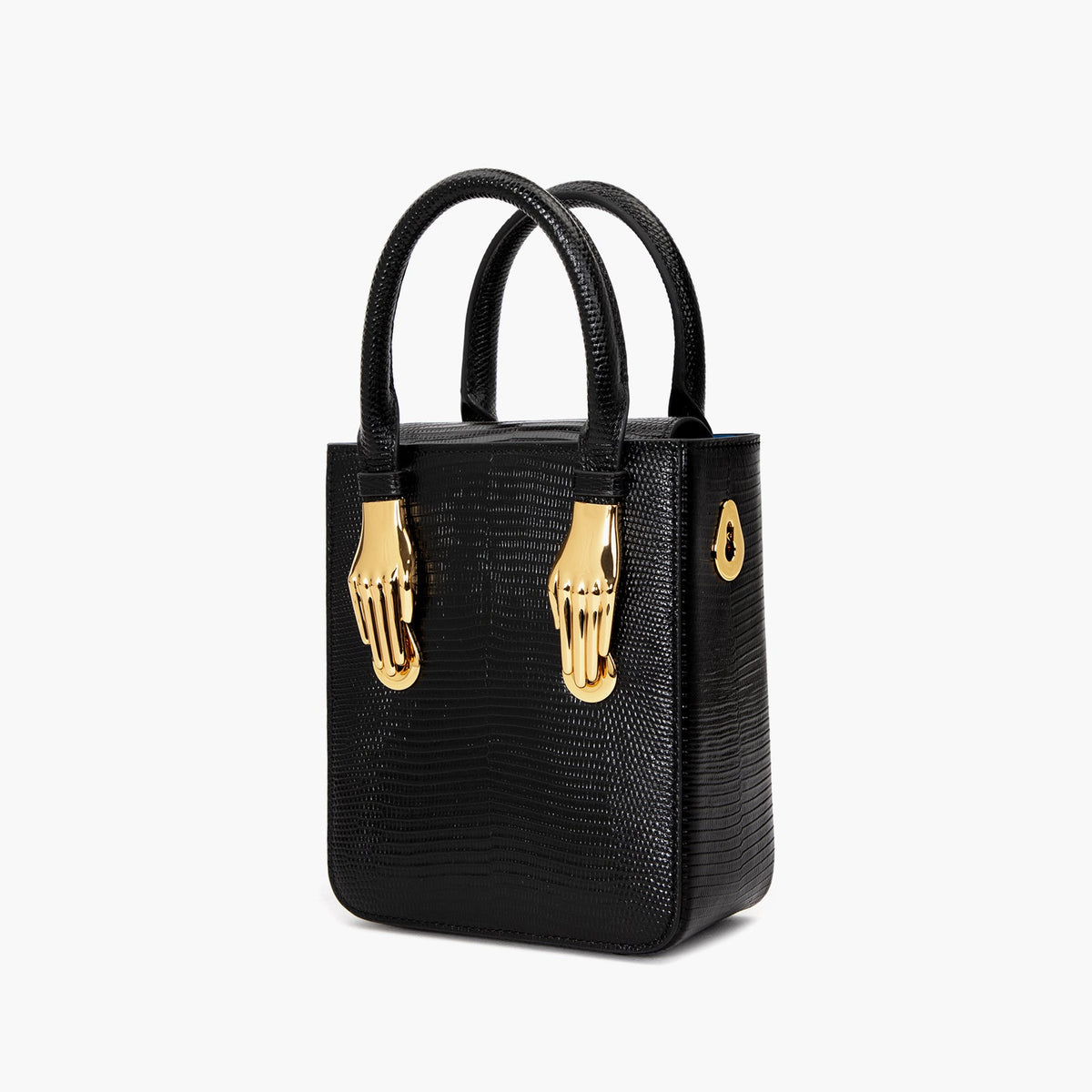 Black Lizard Embossed Pattern Leather Bag