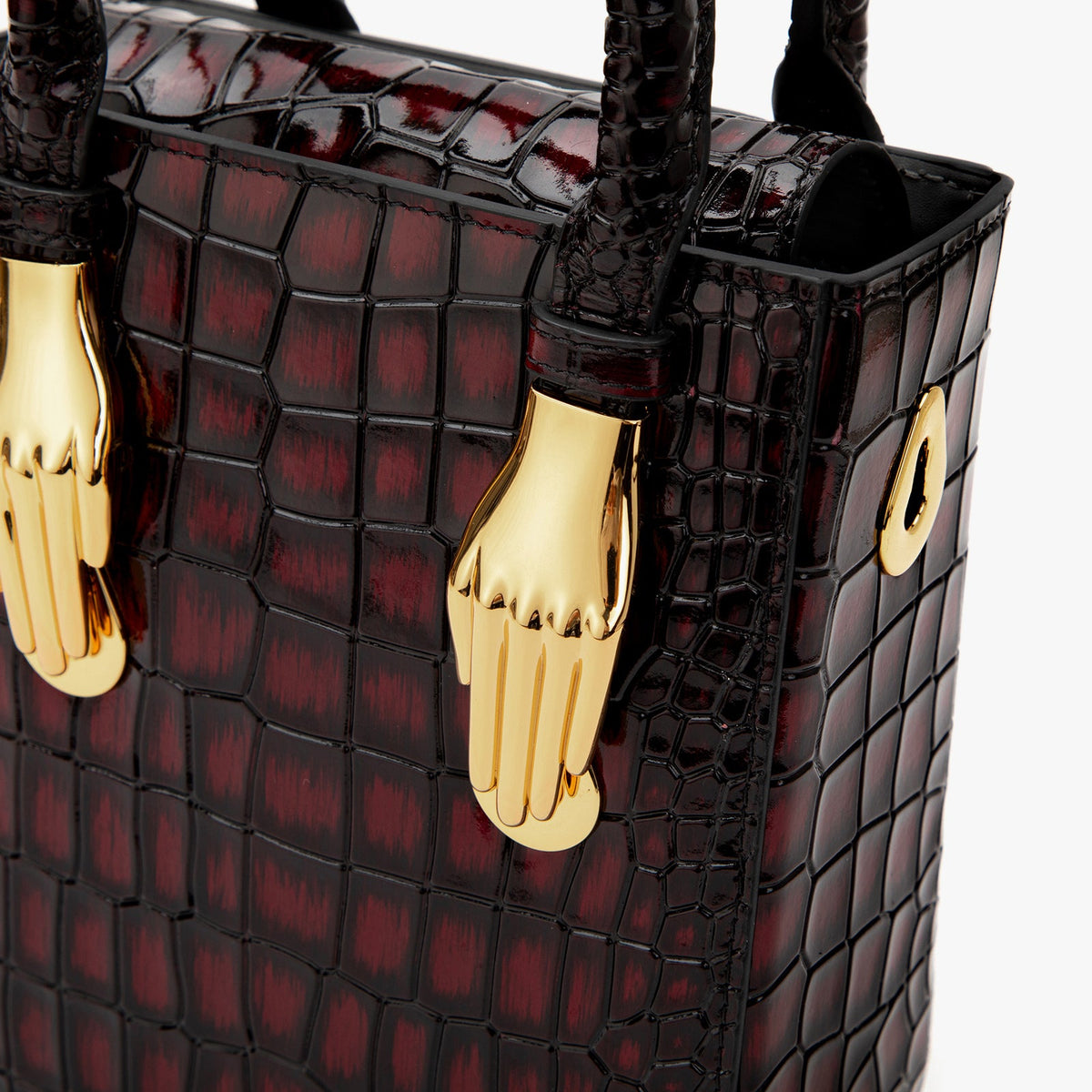 Claret Crocodile Embossed Tote