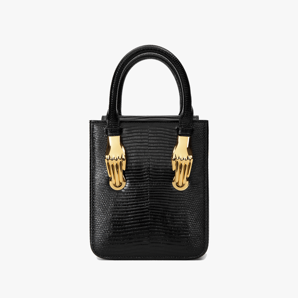 Black Lizard Embossed Pattern Leather Bag