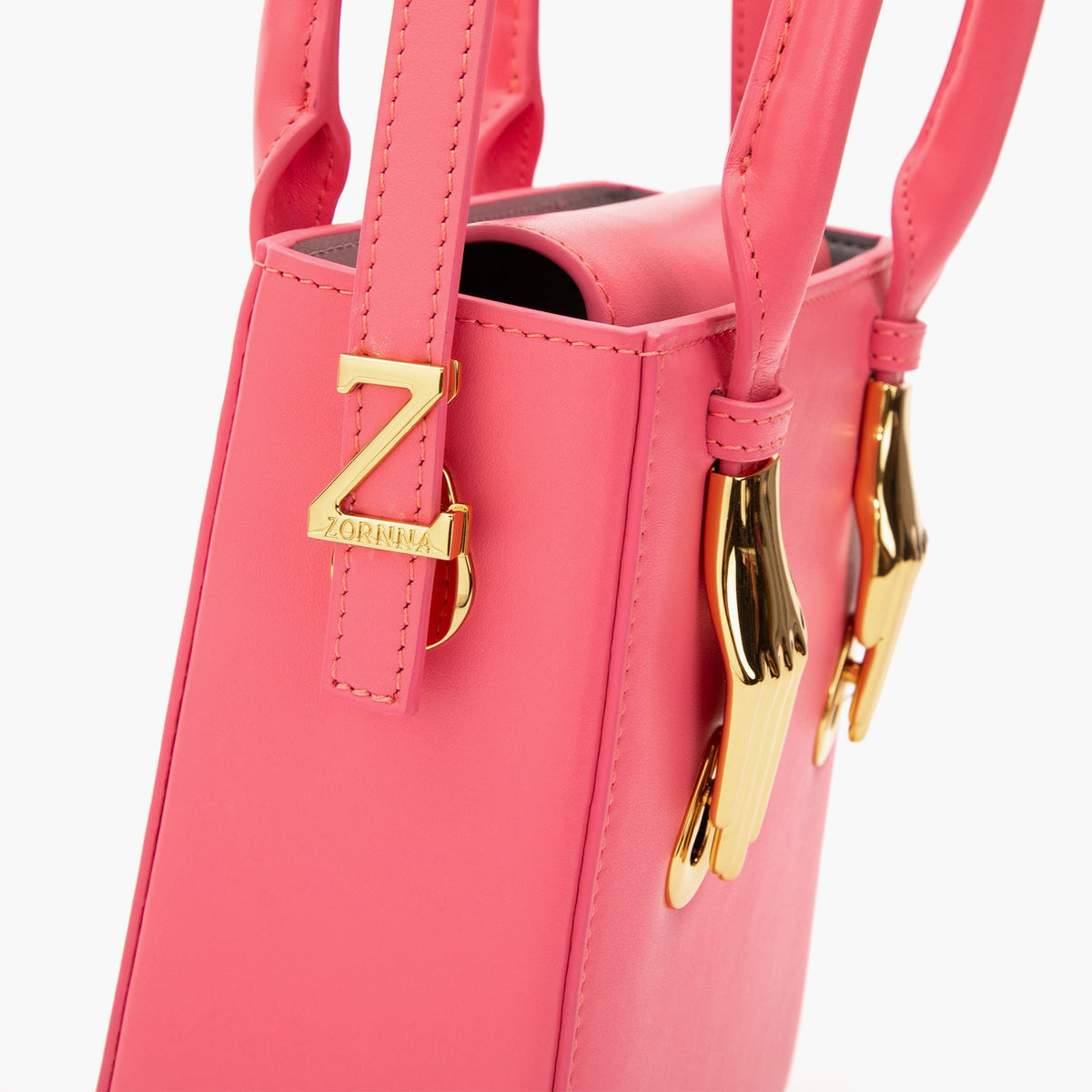 Cabas en cuir lisse rose vif