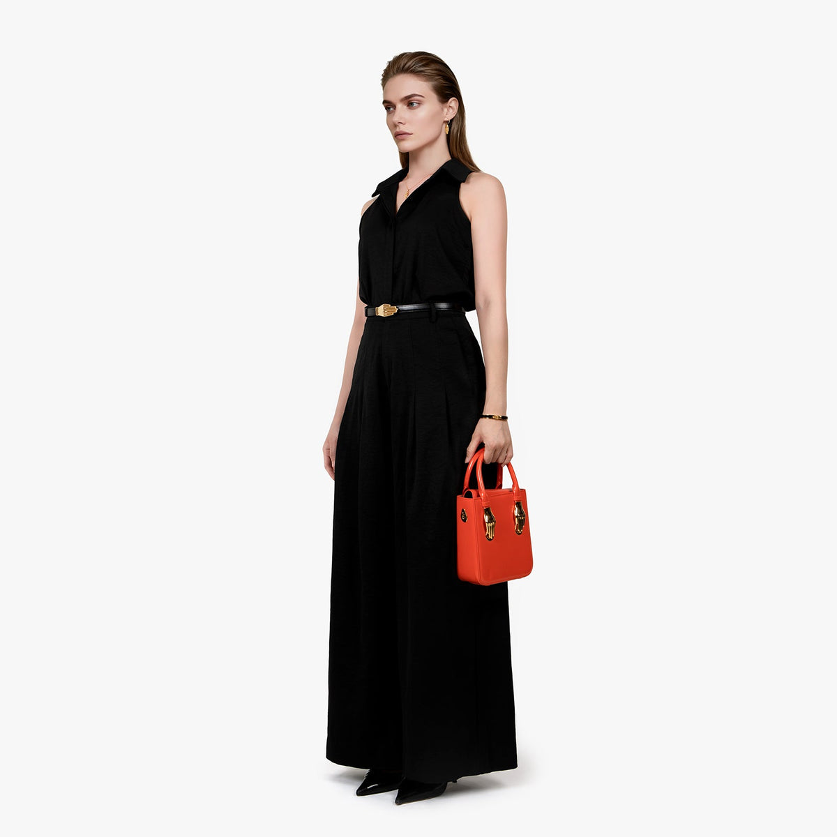 Orange Smooth Calfskin Leather Bag