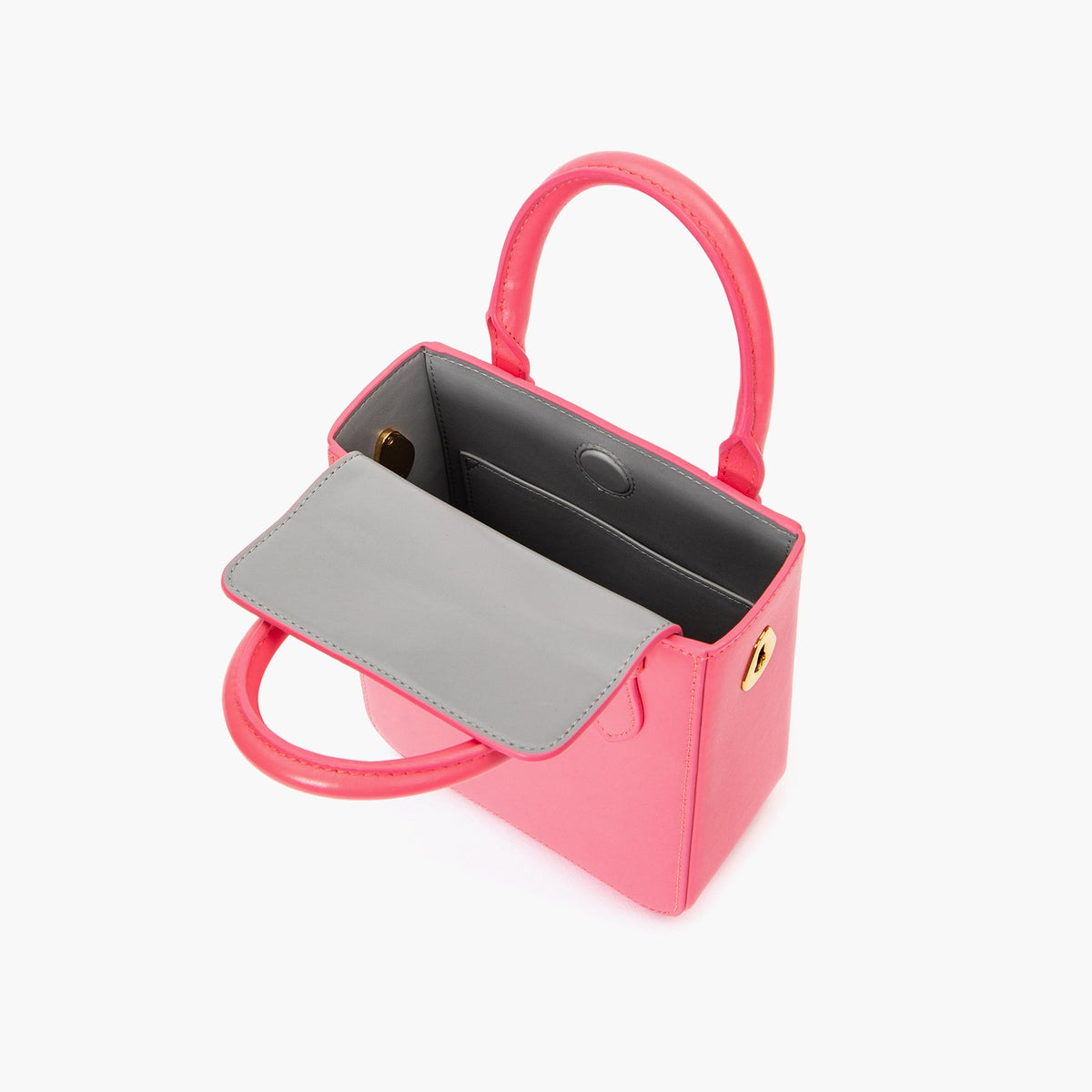 Cabas en cuir lisse rose vif