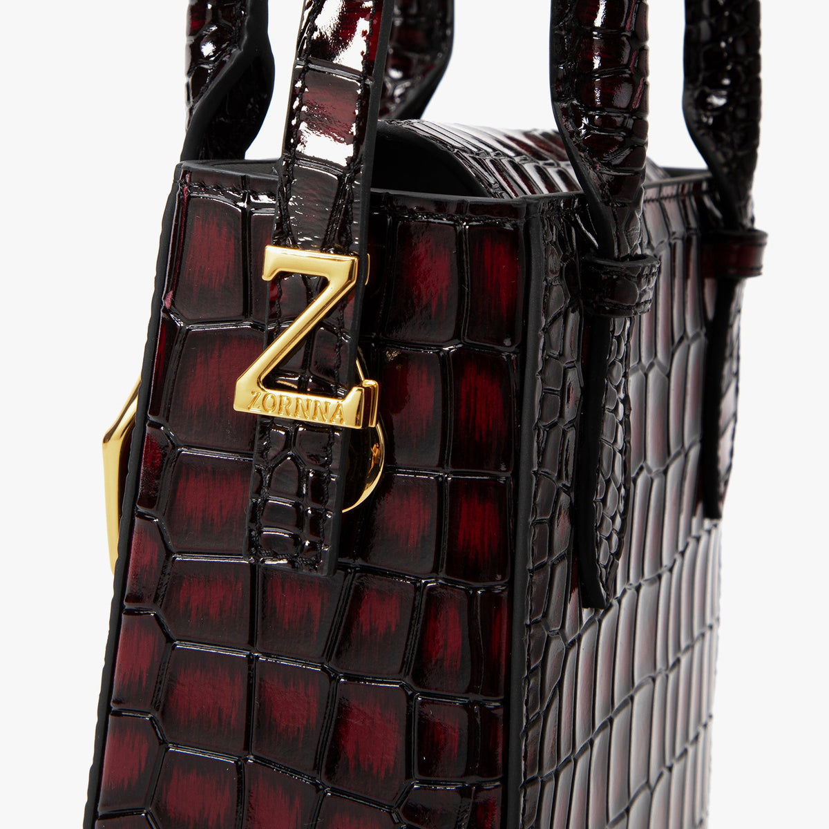 Claret Crocodile Embossed Tote