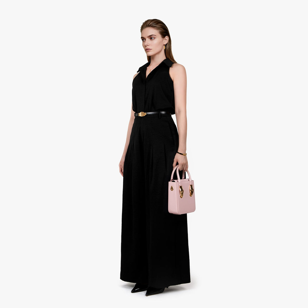 Soft Pink Smooth Leather Lady Tote Handbag
