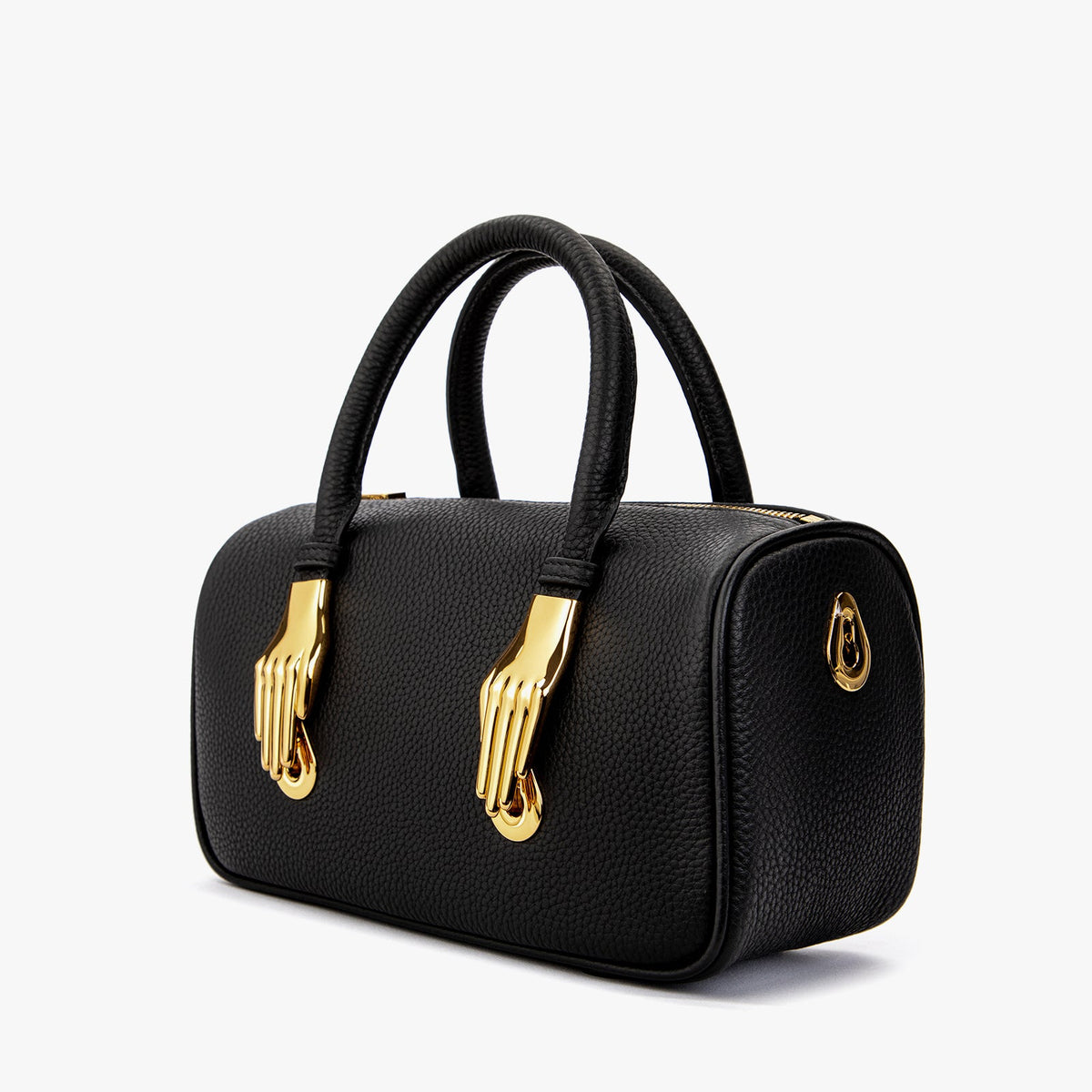 Black Luxury Leather Boston Bag
