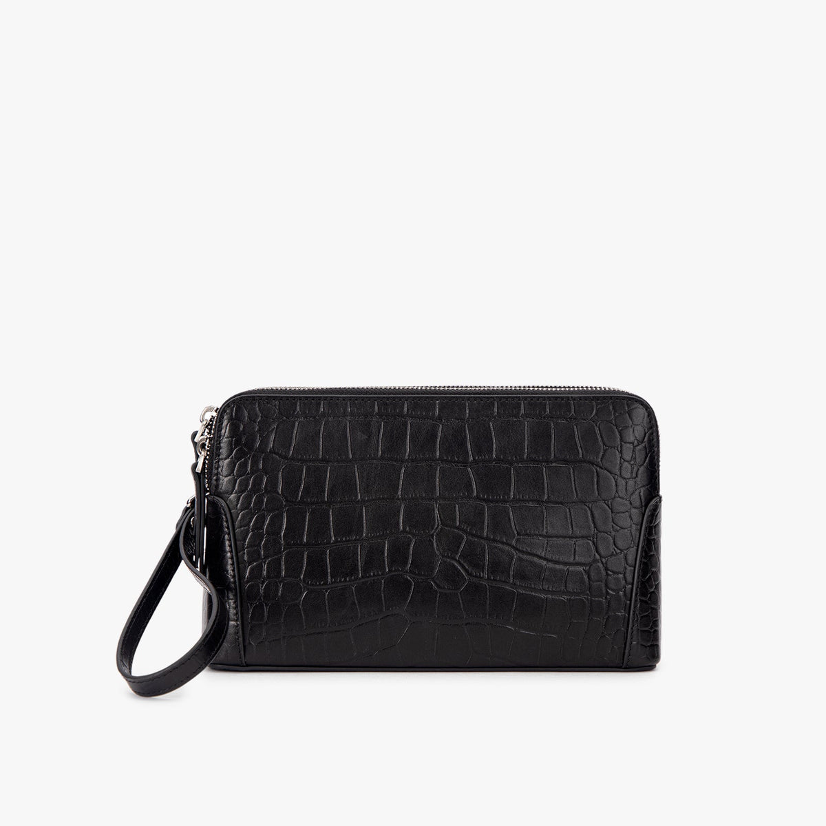 Crocodile Embossed Leather Clutch