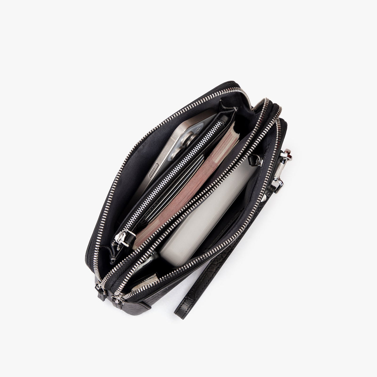 Crocodile Embossed Leather Clutch