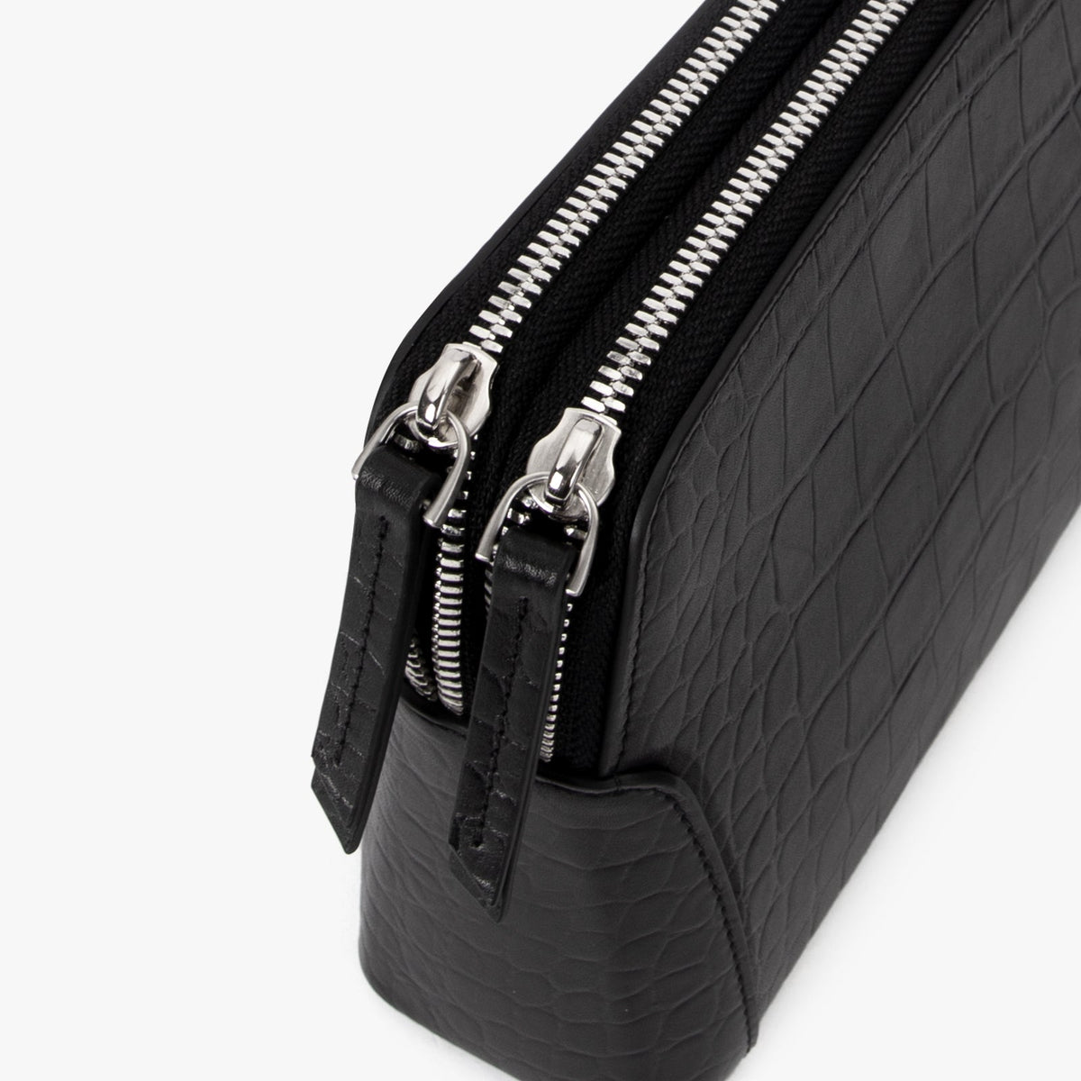 Crocodile Embossed Leather Clutch