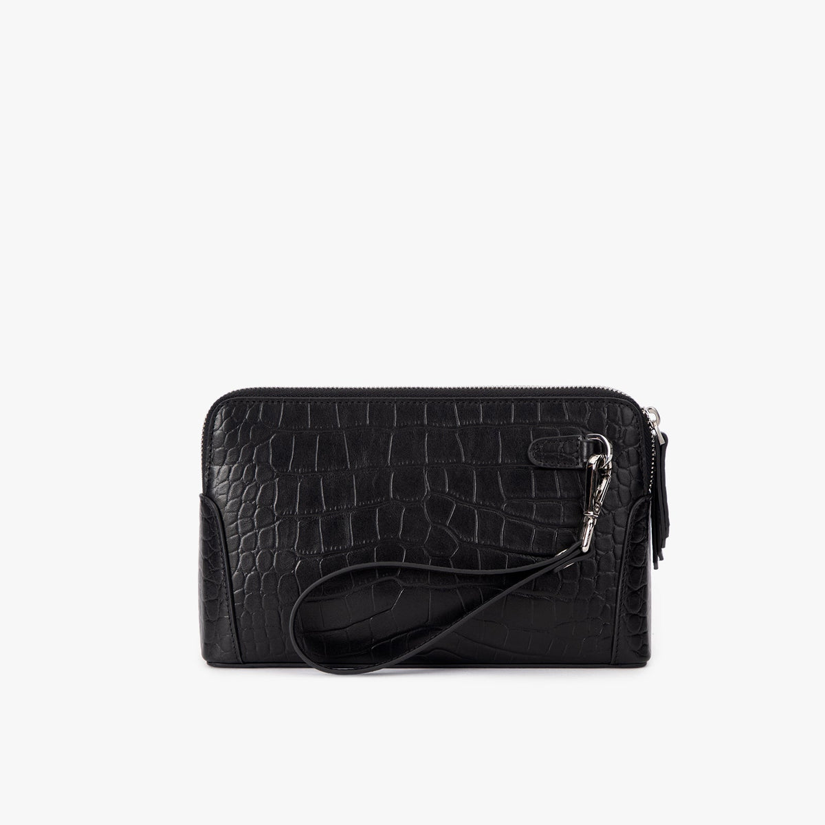 Crocodile Embossed Leather Clutch