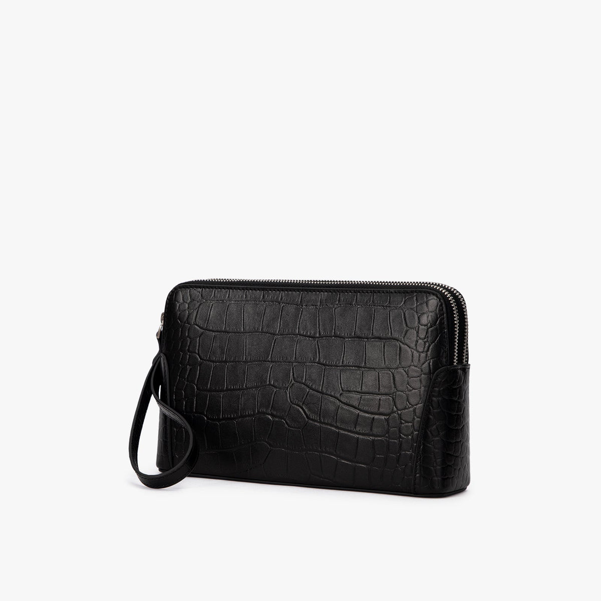 Crocodile Embossed Leather Clutch