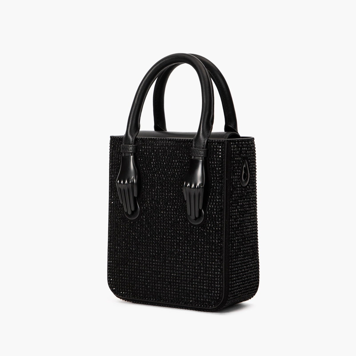 Geantă din piele cu stras cristal negru