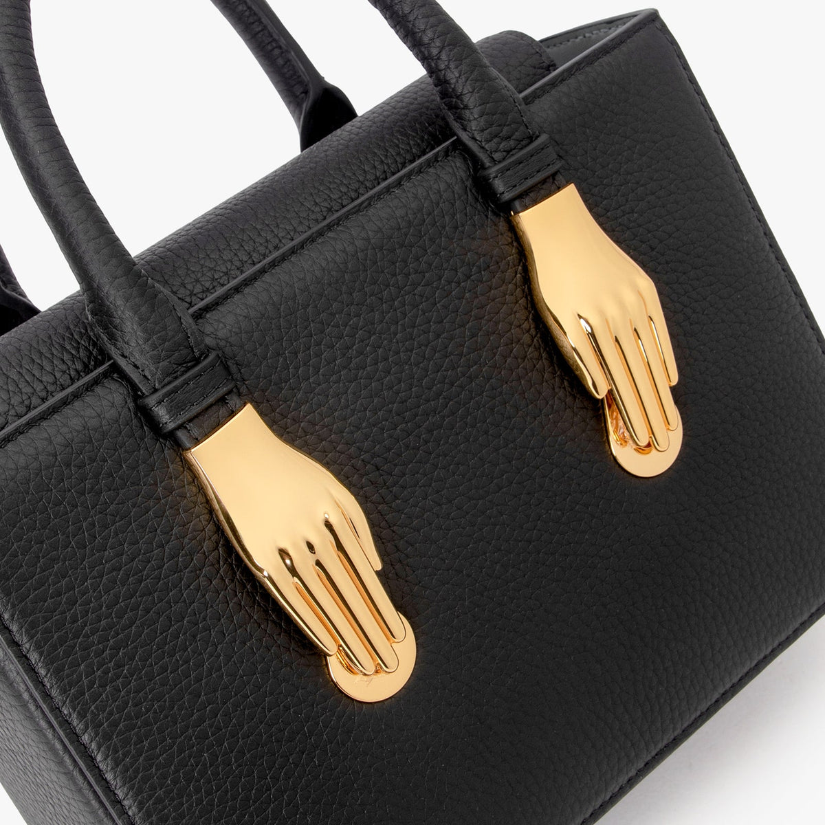 Black Calfskin Grain Leather Tote