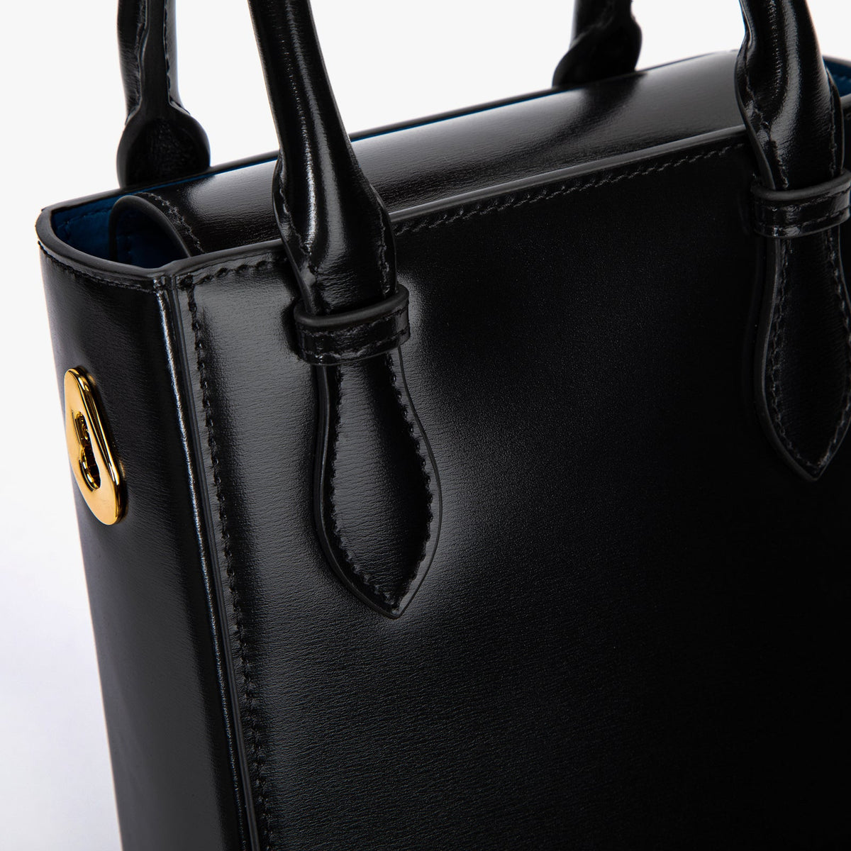 Black Box Calfskin Leather Tote Handbag
