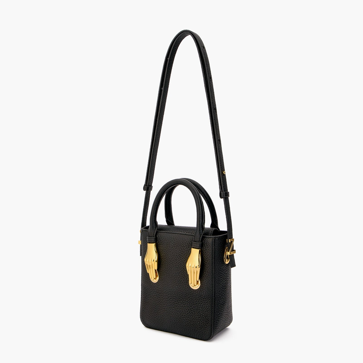 Black Semi-structured Pebble Leather Handbag