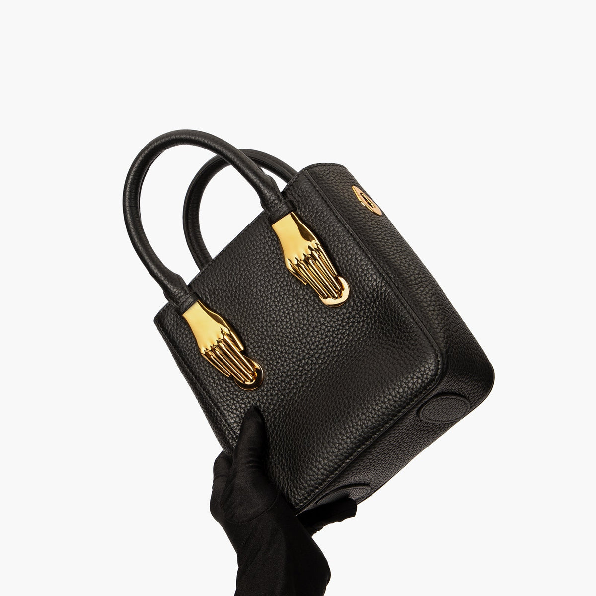 Black Semi-structured Pebble Leather Handbag