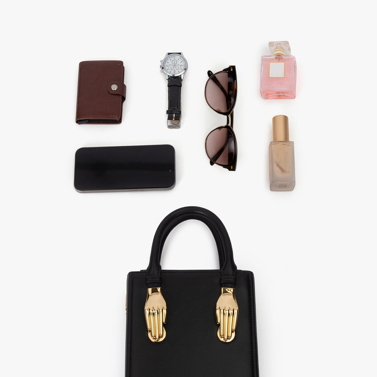 Black Vegan Smooth Microfiber Leather Handbag