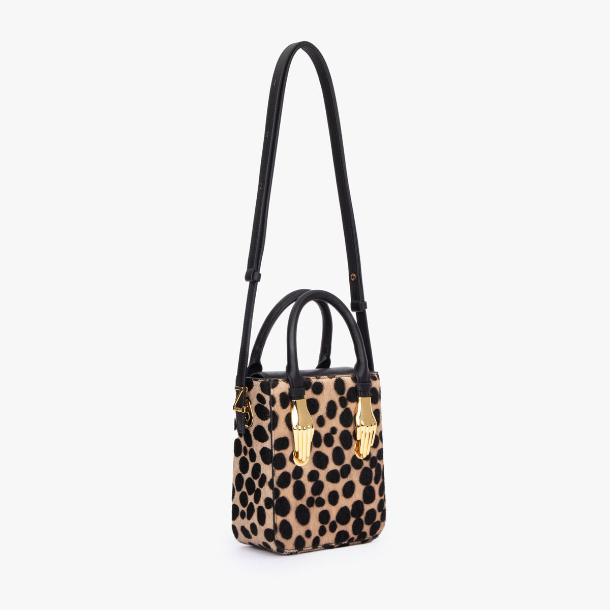 Black Dot Ponyhair Leather Bag