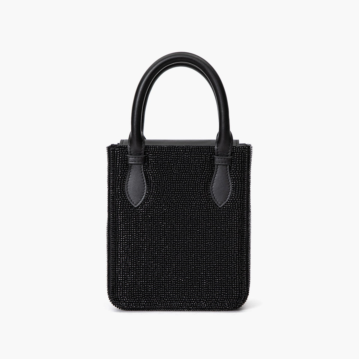 Black Handmade Beaded Top Handle Handbag