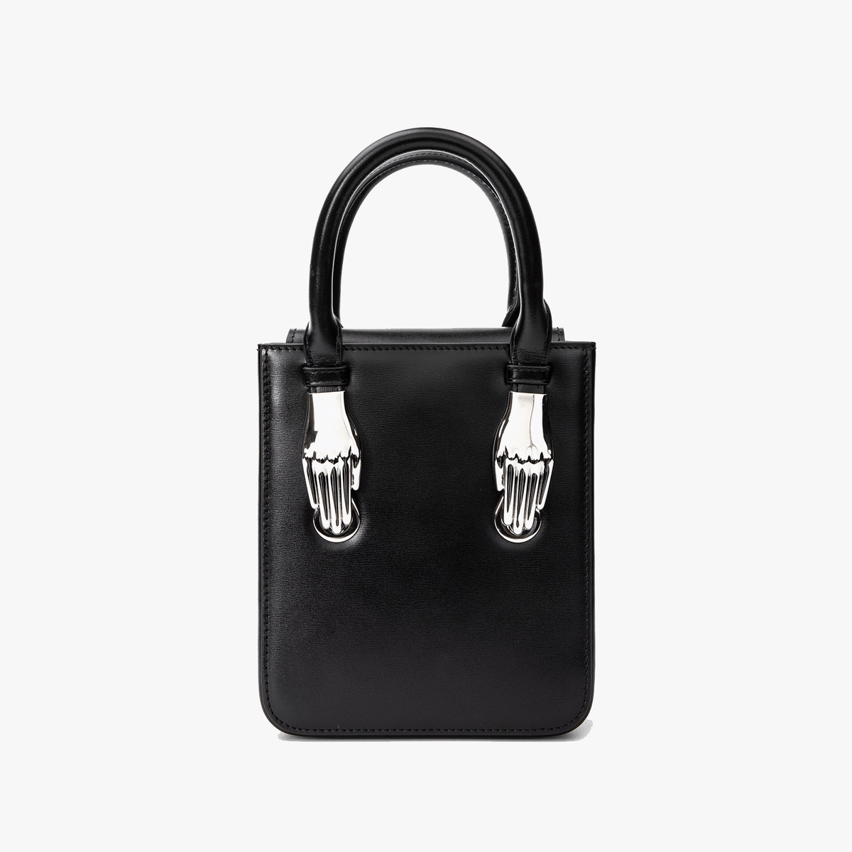 Black Smooth Calfskin Structured Leather Tote Bag