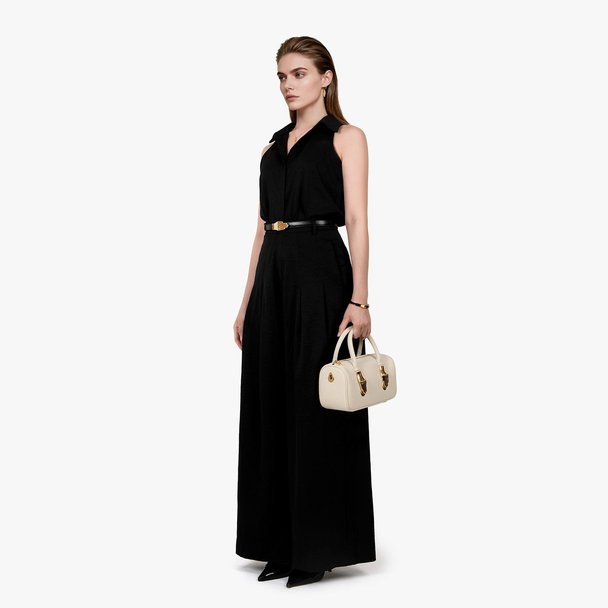 Ivory Pebble Grain Handbag